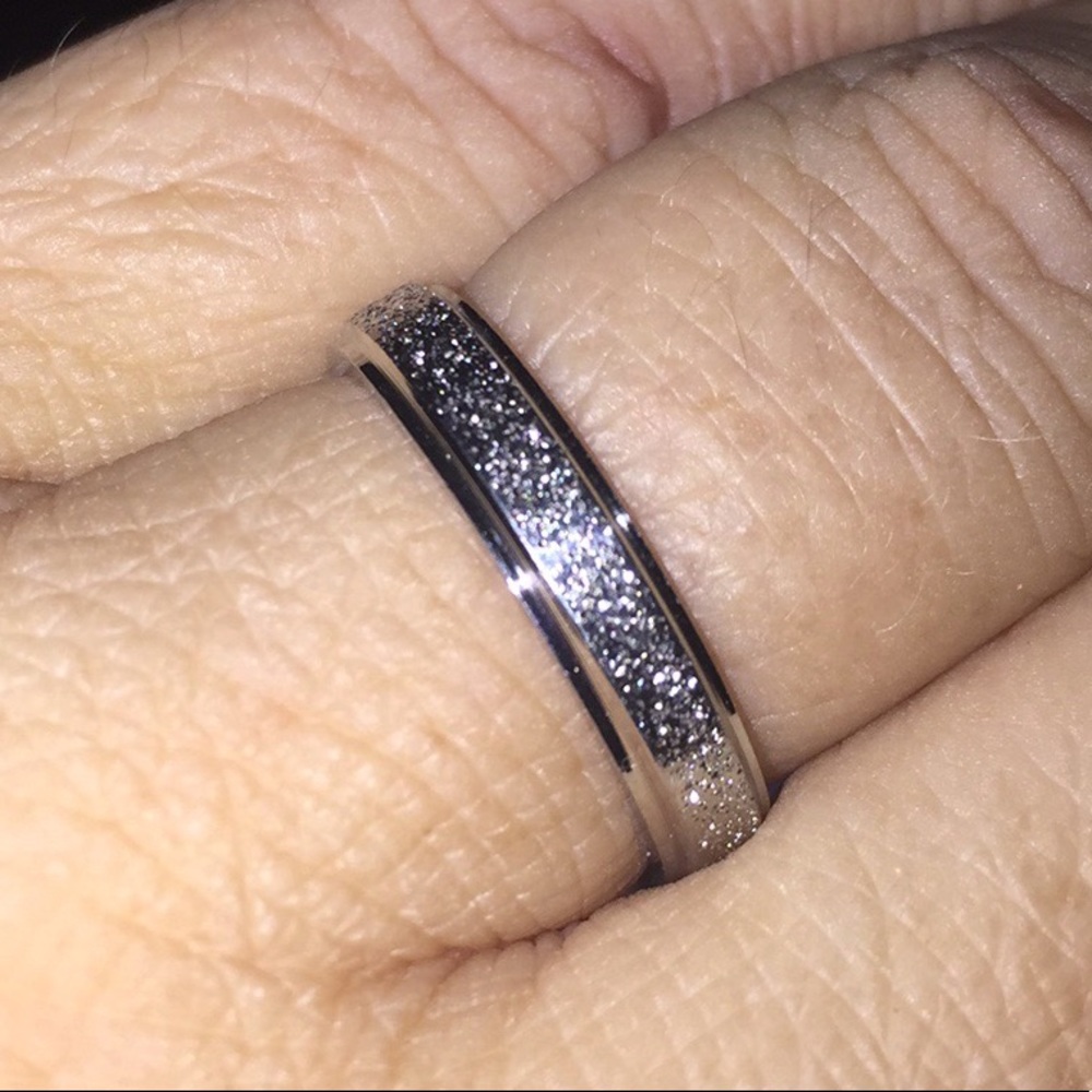 Frosted Stainless Steel Band Ring - Picture 3 of 6